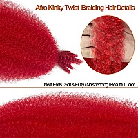 Marley Twist Braiding Hair Red, Cuban Twist Hair, Springy Afro Twist Hair 16 Inch, Red Curly Braiding Hair, 3 Packs Pre-Fluffed Spring Twist Hair Red Afro Kinky Braiding Hair Extension for Black Women (16 inch (Pack of 3), Red)