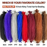 Marley Twist Braiding Hair Red, Cuban Twist Hair, Springy Afro Twist Hair 16 Inch, Red Curly Braiding Hair, 3 Packs Pre-Fluffed Spring Twist Hair Red Afro Kinky Braiding Hair Extension for Black Women (16 inch (Pack of 3), Red)