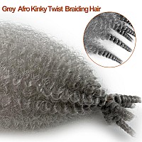 Pre-Fluffed Spring Twist Hair Gray Marley Twist Braiding Hair 16 Inch Springy Afro Twist Hair for Faux Locs Passion Twist Hair Distressed Butterfly Locs 3 Packs Grey Crochet Hair for Black Women (16 inch (Pack of 3), Gray)