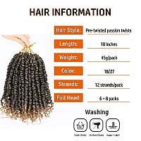 Passion Twist Crochet Hair 10 Inch Pretwisted Passion Twist Crochet Braids For Women Kids Prelooped Short Curly Crochet Hair B