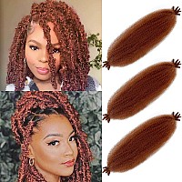 Marley Twist Braiding Hair 16 Inch Ginger Curly Braiding Hair 350 Springy Afro Twist Hair Red Copper Kinky Twist Hair for Braiding 3 Packs Cuban Twist Hair for Distressed Faux Locs (16 inch (Pack of 3), 350#)