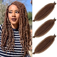 Springy Afro Twist Hair 16 Inch Cuban Twist Hair 30# Marley Twist Braiding Hair Soft Afro Twist Hair Synthetic Kinky Curly Brown Braiding hair Extensions for Distressed Faux Locs (16 inch (Pack of 3), 30#)