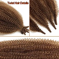 Springy Afro Twist Hair 16 Inch Cuban Twist Hair 30# Marley Twist Braiding Hair Soft Afro Twist Hair Synthetic Kinky Curly Brown Braiding hair Extensions for Distressed Faux Locs (16 inch (Pack of 3), 30#)