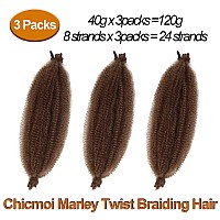 Springy Afro Twist Hair 16 Inch Cuban Twist Hair 30# Marley Twist Braiding Hair Soft Afro Twist Hair Synthetic Kinky Curly Brown Braiding hair Extensions for Distressed Faux Locs (16 inch (Pack of 3), 30#)