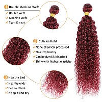 Water Wave Bundles With Closure Human Hair 24 26 2822 12A Grade 99J Burgundy 3 Bundles With Lace Closure Brazilian Virgin Wet