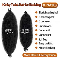 Springy Afro Twist Hair 24 Inch Cuban Twist Hair 8 Packs Black Marley Twist Braiding Hair Pre-separated Spring Twist Hair Wrapping Hair for Soft Locs Cuban Twist Crochet Hair for Black Women (24 inch (Pack of 8), 1B)