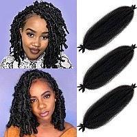 Marley Twist Braiding Hair 16 Inch Springy Afro Twist Hair 3 Packs Kinky Twist Hair for Braiding Pre Fluffed Spring Twist Hair Synthetic Curly Braiding Hair Extensions for Black Women (16 inch (Pack of 3), 1B)