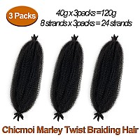 Marley Twist Braiding Hair 16 Inch Springy Afro Twist Hair 3 Packs Kinky Twist Hair for Braiding Pre Fluffed Spring Twist Hair Synthetic Curly Braiding Hair Extensions for Black Women (16 inch (Pack of 3), 1B)