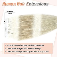 Human Hair Extensions Tape In 22 Inch Platinum Blonde Tape In Extensions Human Hair Tracks Hair Extensions For Women Invisible T