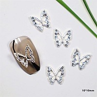 Kachimoo Silver Butterfly Nail Charms 20Pcs Butterfly Nail Charms Butterfly Charms For Acrylic Nails Diy Craft Nail Art Accessor