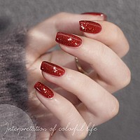 Gaoy Glitter Gel Nail Polish 16Ml Sparkly Red Jelly Gel Polish Uv Light Cure For Nail Art Diy At Home 1147 Christmas Red