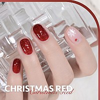 Gaoy Glitter Gel Nail Polish 16Ml Sparkly Red Jelly Gel Polish Uv Light Cure For Nail Art Diy At Home 1147 Christmas Red