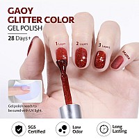 Gaoy Glitter Gel Nail Polish 16Ml Sparkly Red Jelly Gel Polish Uv Light Cure For Nail Art Diy At Home 1147 Christmas Red