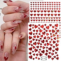 6 Sheets Heart Nail Art Stickers Valentines Day Nail Decals 3D Selfadhesive Nail Art Supplies Blue Red Love Heart Rabbit Nail