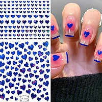 6 Sheets Heart Nail Art Stickers Valentines Day Nail Decals 3D Selfadhesive Nail Art Supplies Blue Red Love Heart Rabbit Nail