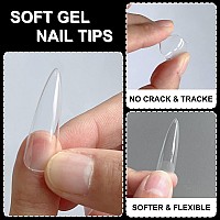 Addfavor 600Pcs Stiletto Gel X Nail Tips Long Clear Full Cover Stiletto Nail Tips Soft Gel Nail False Fake Nails 12 Sizes For Ac