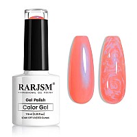 Rarjsm Pearlescent Gel Nail Polish Neon Orange Red Shell Glitter Purple Shimmer Mermaid Iridescent Nail Gel Polish Soak Off Led