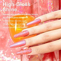 Rarjsm Pearlescent Gel Nail Polish Neon Orange Red Shell Glitter Purple Shimmer Mermaid Iridescent Nail Gel Polish Soak Off Led