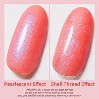 Rarjsm Pearlescent Gel Nail Polish Neon Orange Red Shell Glitter Purple Shimmer Mermaid Iridescent Nail Gel Polish Soak Off Led