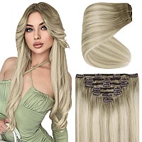 Ve Sunny 22Inch Hair Extensions Clip Ins Blonde Clip In Extensions Real Human Hair Ombre Clip On Hair Extensions Human Hair Ash