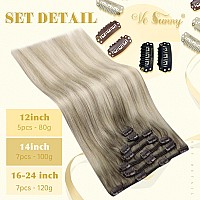 Ve Sunny 22Inch Hair Extensions Clip Ins Blonde Clip In Extensions Real Human Hair Ombre Clip On Hair Extensions Human Hair Ash