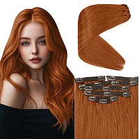 Sunny Copper Clip In Hair Extensions Real Human Hair Copper Extensions Clip In Human Hair Colorful Clip In Copper Human Hair Ext