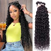 Aopusi Brazilian Hair Bundles Water Wave Virgin Remy Human Hair 16 18 20 22 Inch Water Curly Wet And Wavy Hair 4 Bundleslot H