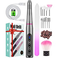 Electric Nail Drill cordless, Rechargeable & 5 Adjustable Speeds Nail Drill Machine, Professional Nail Drill for gelAcrylic Nails with 20000 RPM, Portable Manicure Pedicure Kit gifts for Women Mum