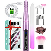 Electric Nail Drill cordless, USB Rechargeable 5 Adjustable Speeds Electric Nail File, Professional Nail Drill for gelAcrylic Nails with 20000 RPM, Portable Manicure Pedicure Kit gifts for Women Mum