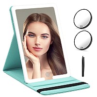 Rrtide Travel Makeup Mirror With Detachable 35Inch 10X 20X Magnifying Mirror Large Travel Mirror With 3 Adjustable Light Set