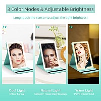 Rrtide Travel Makeup Mirror With Detachable 35Inch 10X 20X Magnifying Mirror Large Travel Mirror With 3 Adjustable Light Set