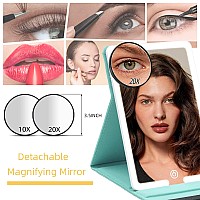 Rrtide Travel Makeup Mirror With Detachable 35Inch 10X 20X Magnifying Mirror Large Travel Mirror With 3 Adjustable Light Set