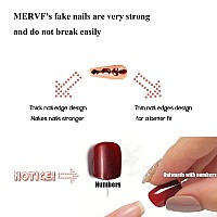 Mervf Red French Tip Press On Nails Long Coffin Fake Nails Luxury Ballerina Glue On Nails With Rhinestones Designs Acrylic Nails