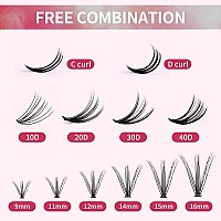 Individual Lashes 280Pcs Diy Eyelash Extension 30D40D C Curl Mixed 916Mm Cluster Lashes Natural Wispy Reusable Mink Lash Clust