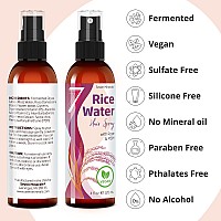 Seven Minerals Rice Water Spray For Hair Growth Fermented With Rose Water Aloe Vera Msm Vegan Nongreasy Light 4 Fl Oz