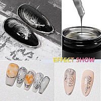 Ushinein 8Ml Metallic Painting Gel Silver Painted Nail Polish 3D Metal Painting Drawing Mirror Nail Gel Polish Glossy Soak Of