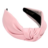 YETASI Pink Headbands for Women Made with Comfy Non Slip Material. Lemonade Pink Knotted Headband for Women is Classy. Get Compliments with Adjustable, Long Lasting Faux Leather Headband