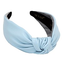 YETASI Sky Blue Headbands for Women are Uniquely Made of Comfy Non Slip Material. Light Blue Headband is a Long Lasting Leather Knotted Headband for Woman Trendy Blue Faux Leather Headbands