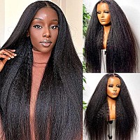 Alidiamond 4X4 Lace Closure Wigs Kinky Straight Human Hair Wigs For Black Women 180 Density 28Inch Brazilian Yaki Straight Virg