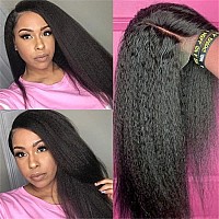 Alidiamond 4X4 Lace Closure Wigs Kinky Straight Human Hair Wigs For Black Women 180 Density 28Inch Brazilian Yaki Straight Virg