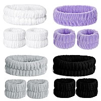 mifengda 12 Pieces Spa Facial Headband Women Makeup Headband Girls Washing Face Headband Soft Microfiber Spa Wrist Washband Ladies Spa Hair Wraps Headbands for Washing Face Shower Makeup Bath