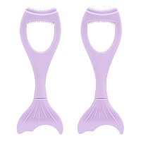 Tbestmax 2 In 1 Mascara Eyeliner Guard Silicone Mascara Lash Shield Applicator Eyelash Comb Purple 2 Pcs