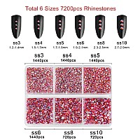 Beadsland 7200Pcs Flatback Rhinestones Orange Ab Rhinestones Nail Gems Round Crystal Rhinestones For Crafts Mixed 6 Sizes With W