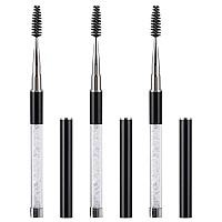 Tbestmax 3 Pcs Spoolies Mascara Wands Eyelash Brushes Eye Brow Brush Applicator with Cap for Travel Black