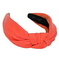 YETASI Orange Headbands for Women are Uniquely Made of Non Slip Material for Your Comfort. Leather Orange Headband is an Adjustable and Non Breakable Knot Head band Leather Knotted Headband is Trendy