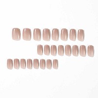 Foccna Nude Fake Nails Square Press On Nails Daily Wear Artificail Nails Acrylic Full Cover Shiny False Nails Tips For Women And