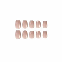 Foccna Nude Fake Nails Square Press On Nails Daily Wear Artificail Nails Acrylic Full Cover Shiny False Nails Tips For Women And