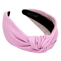 YETASI Pink Headbands for Women Made with Comfy Non Slip Material. Lavender Pink Knotted Headband for Women is Classy. Get Compliments with Adjustable, Long Lasting Faux Leather Headband