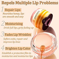 4Pcs Bee Lip Balm Lip Mask Honey Pothoney Strawberry Lip Mask Propolis Moisturizing Lip Balm With Stick Hydrating Preventio