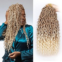 Zrq 8 Packs Ombre Goddess Locs Crochet Hair 14 Inch Curly Faux Locs Crochet Braids 27613 Boho Locs Pre Looped Bohemian Locs For